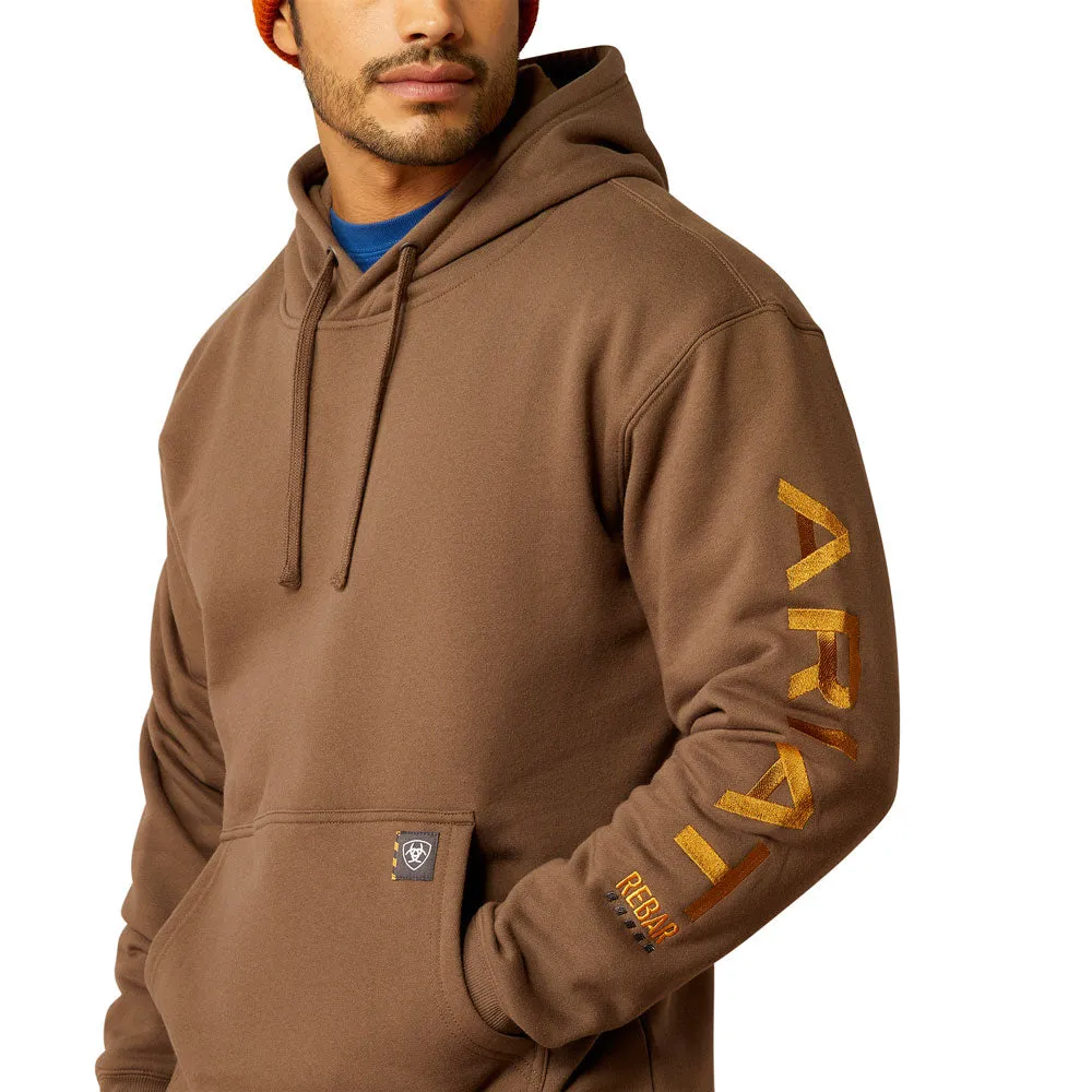 10052867 Ariat Men's Rebar Graphic Hooded Sweatshirt -Chocolate Chip/Golden Brown