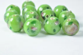 10mm Lampwork  Glass Murano Green Beads, 2mm hole size Beads/Murano Glass Beading Tools/Glass/Beads/DIY/Wholesale,Artisan Czech Glass Beads,