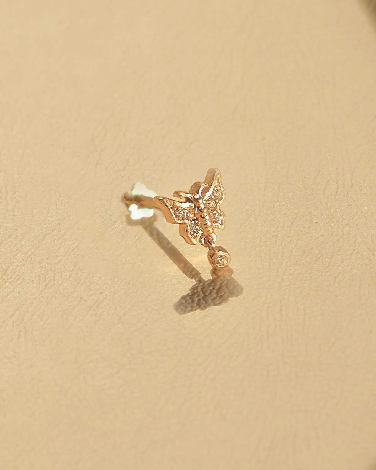 14K Solid Gold Athalia Butterfly Stud