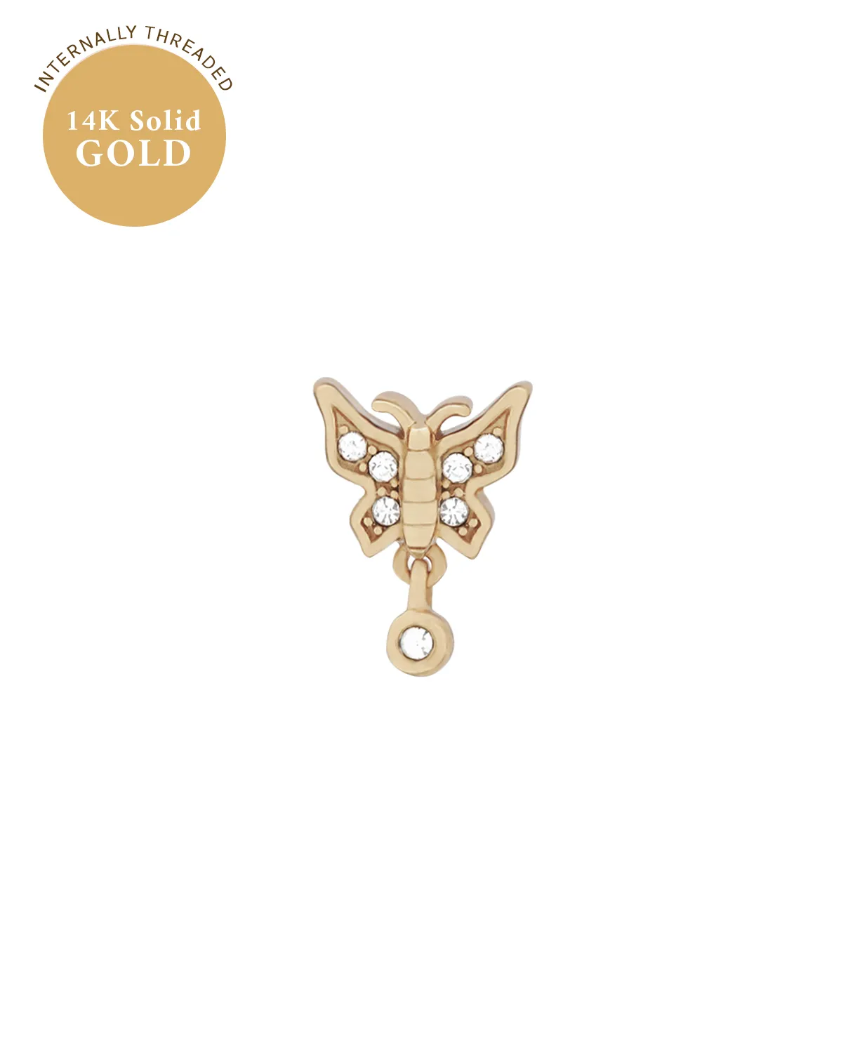 14K Solid Gold Athalia Butterfly Stud