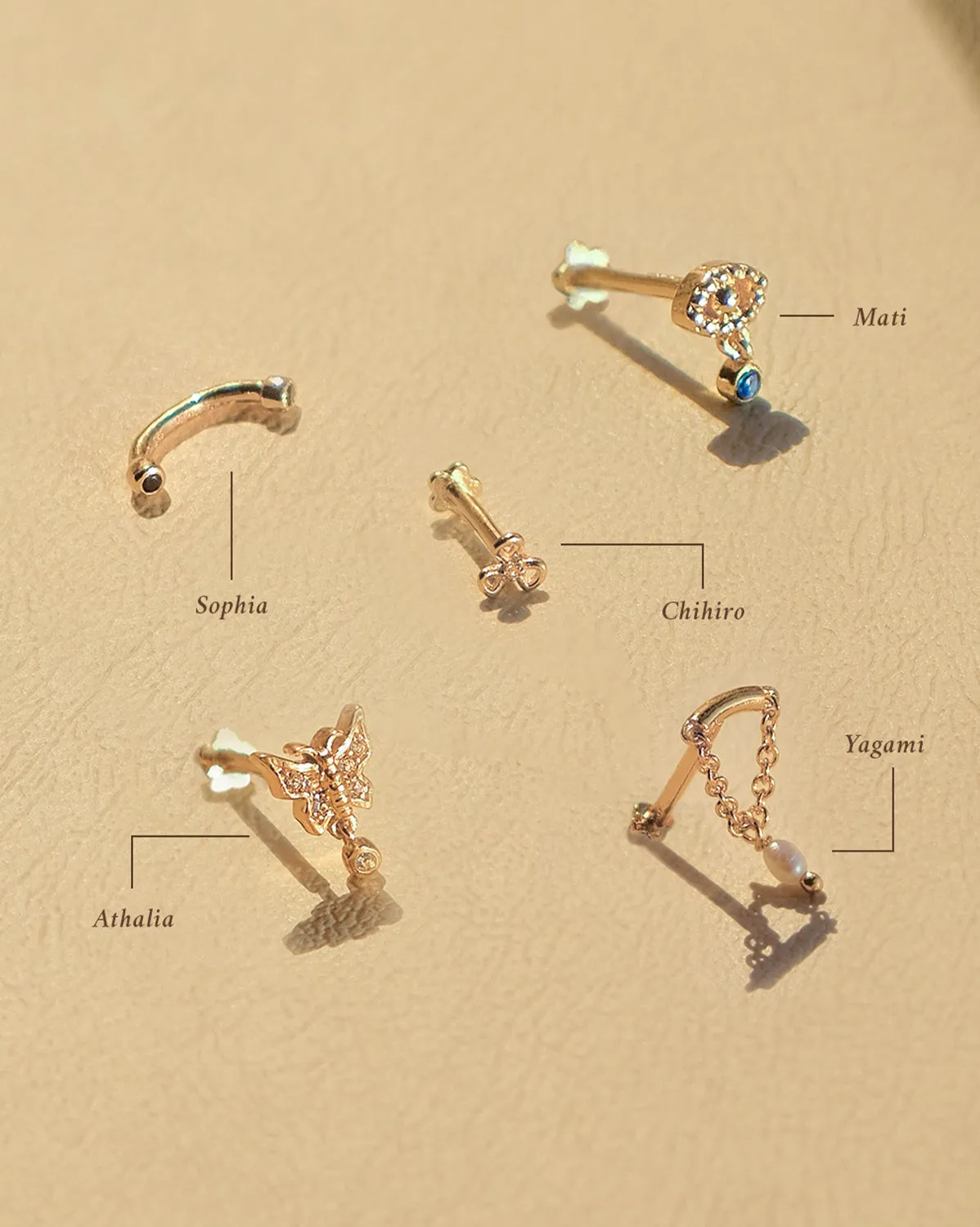 14K Solid Gold Athalia Butterfly Stud