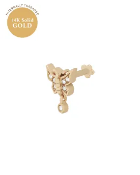 14K Solid Gold Athalia Butterfly Stud