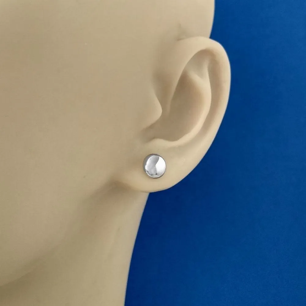 18ct White Gold 7mm Button Stud Earrings