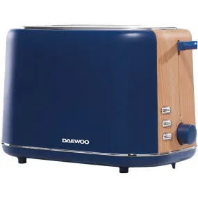 800W Navy Matt and Wood Finish Stockholm 2 Slice Toaster