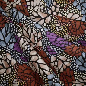 Abstract Butterfly Mosaic Rayon Challis Black/Latte