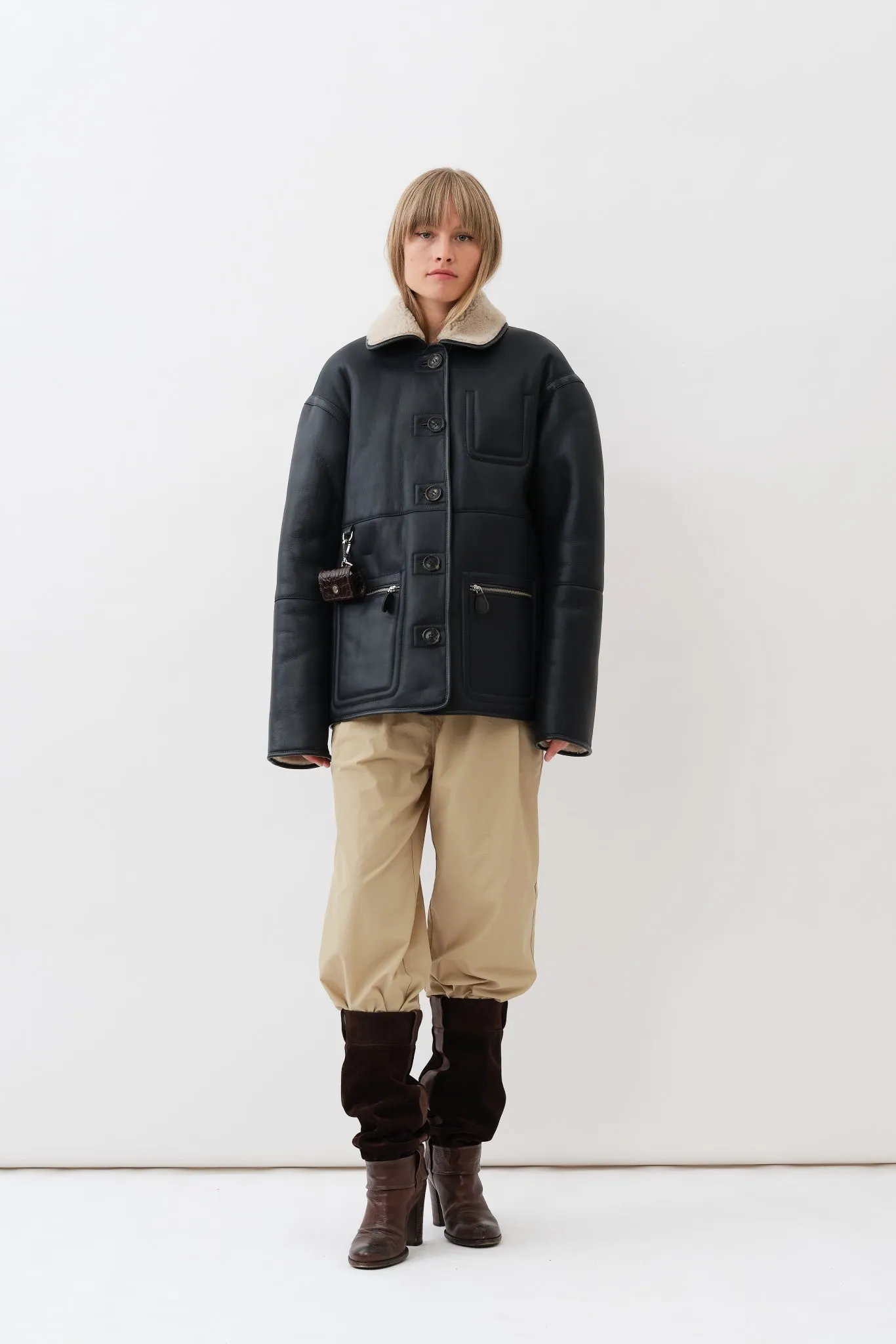 Ada Jacket — Navy / Beige