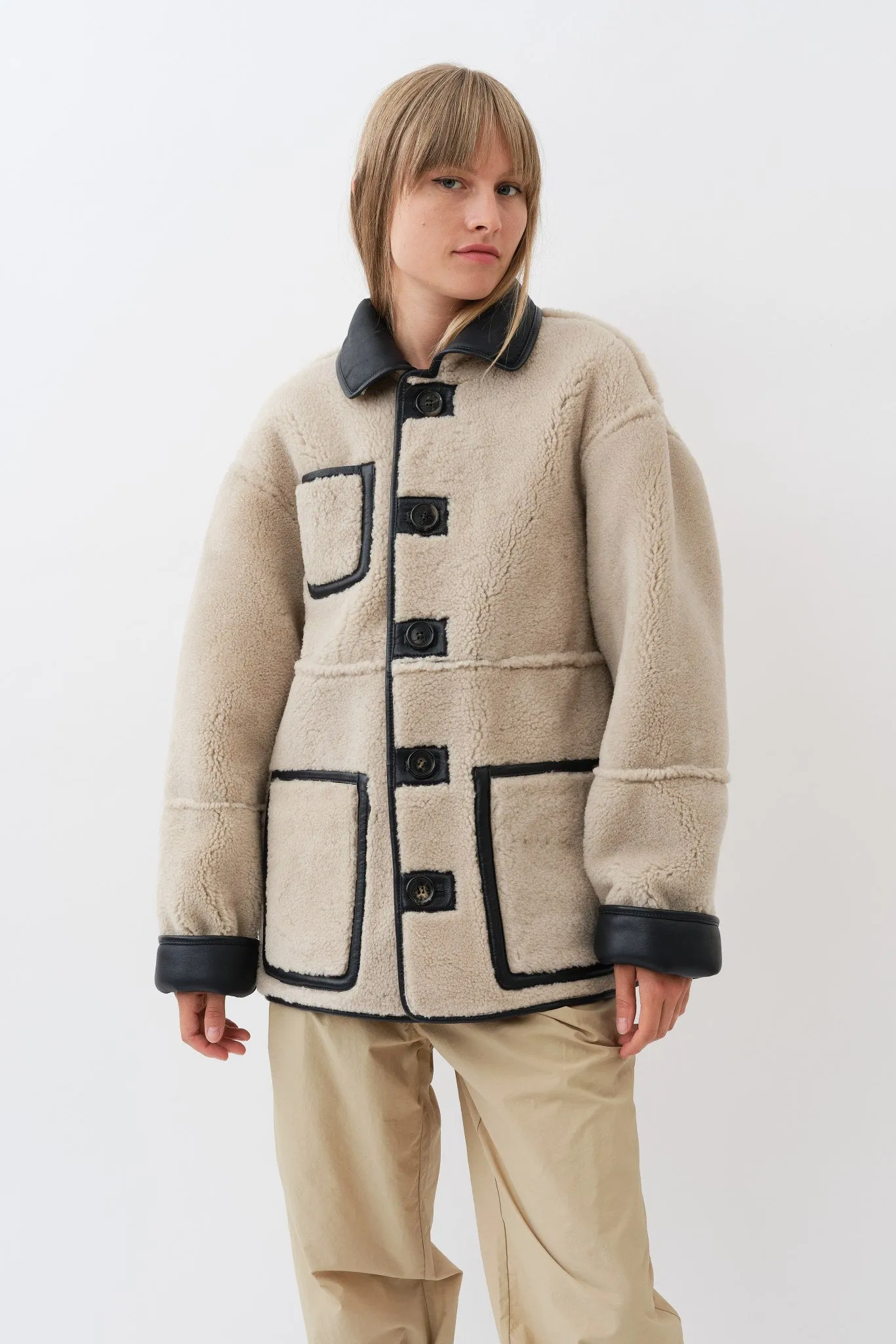 Ada Jacket — Navy / Beige