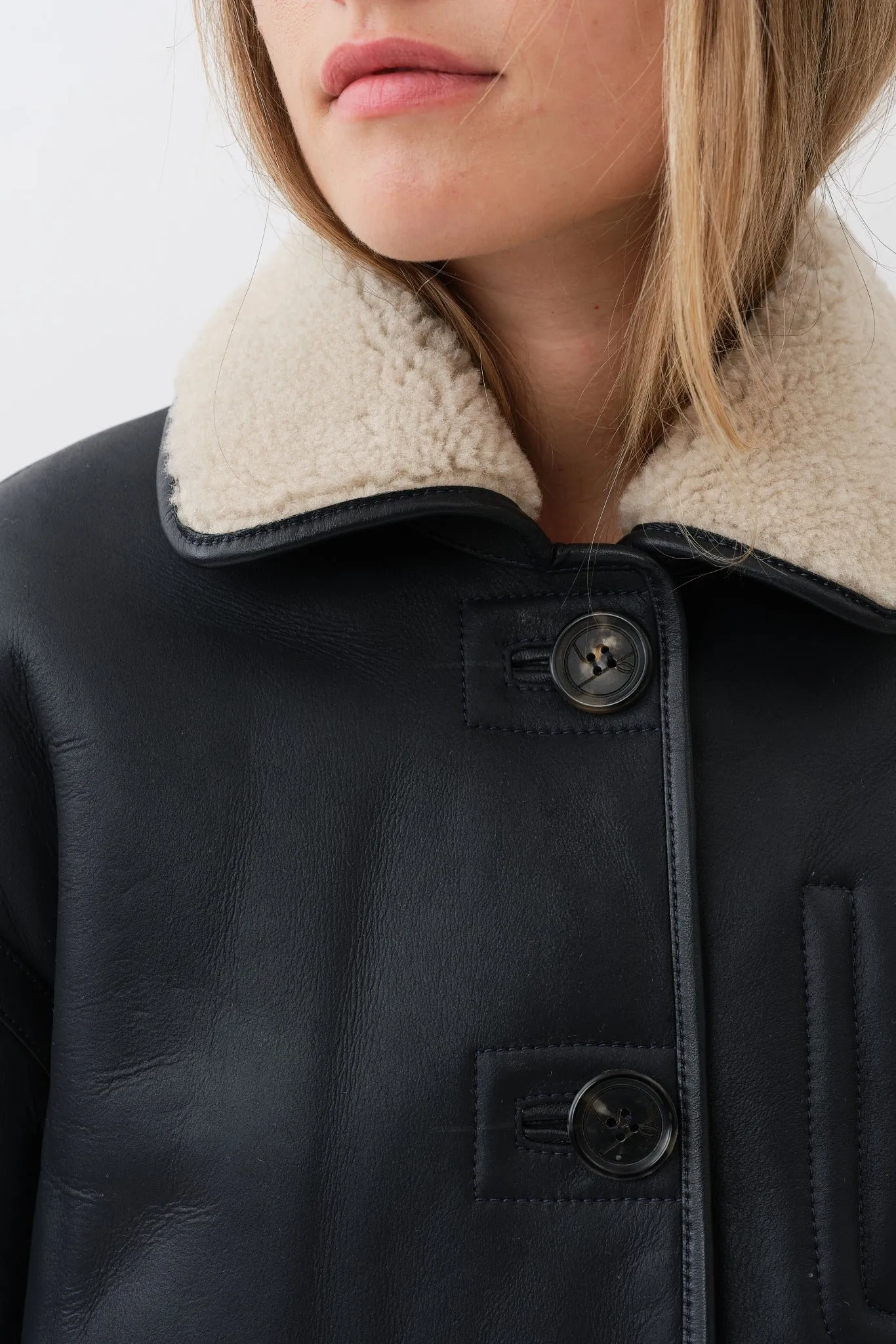 Ada Jacket — Navy / Beige