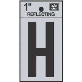 Address Letters, "H", Reflective Black/Silver Vinyl, Adhesive, 1-In.