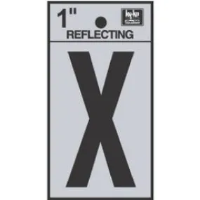 Address Letters, "X", Reflective Black/Silver Vinyl, Adhesive, 1-In.