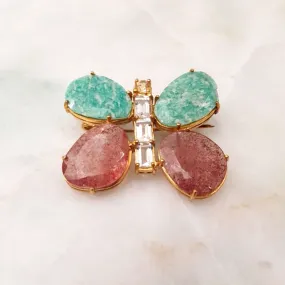 Amazonite & Ruby Butterfly Brooch Pin