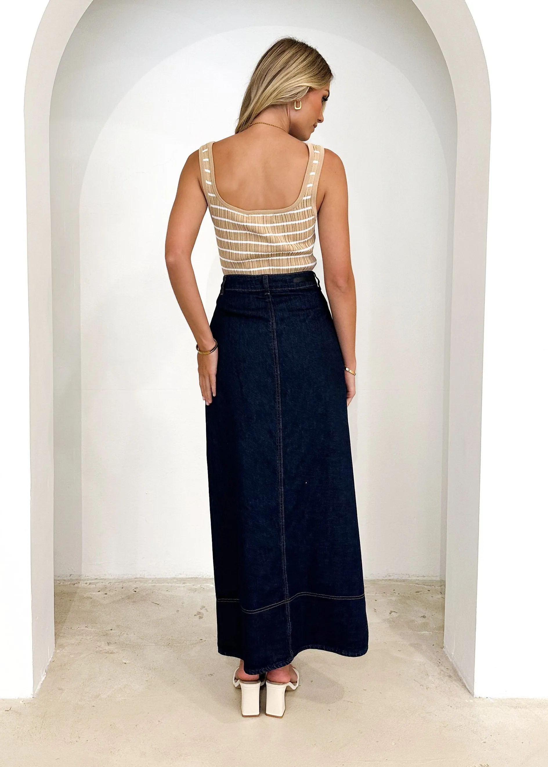 Avida Denim Midi Skirt - Indigo