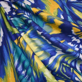 Brushstroke Butterfly Collage Rayon Jersey Knit Royal/Lime