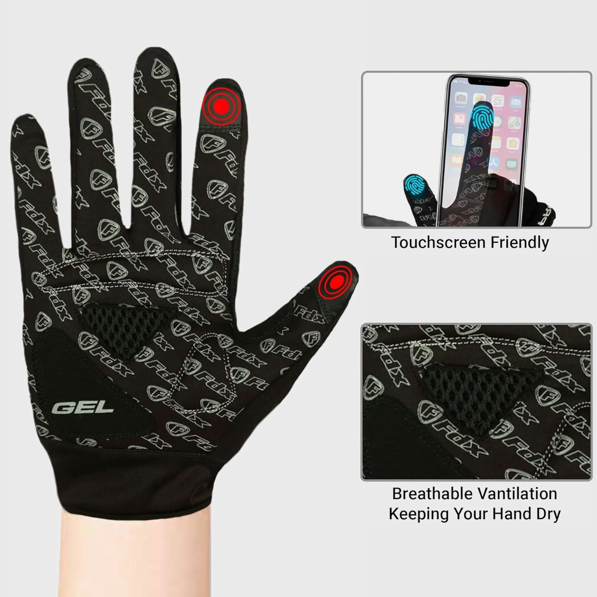 Fdx Subzero Black Full Finger Winter Cycling Gloves