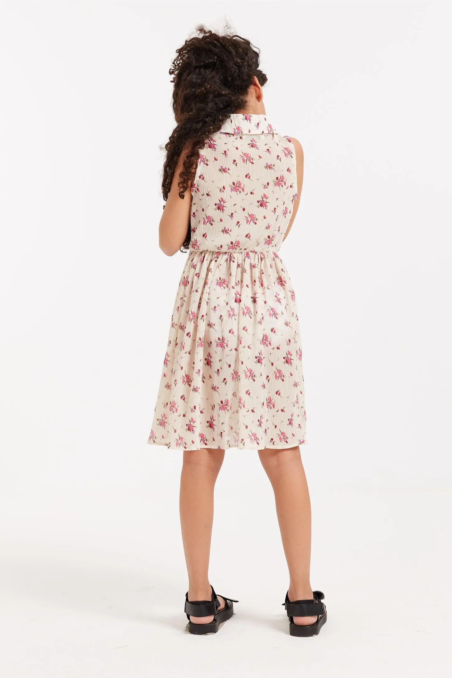 FLORAL CHIFFON DRESS - WHITE