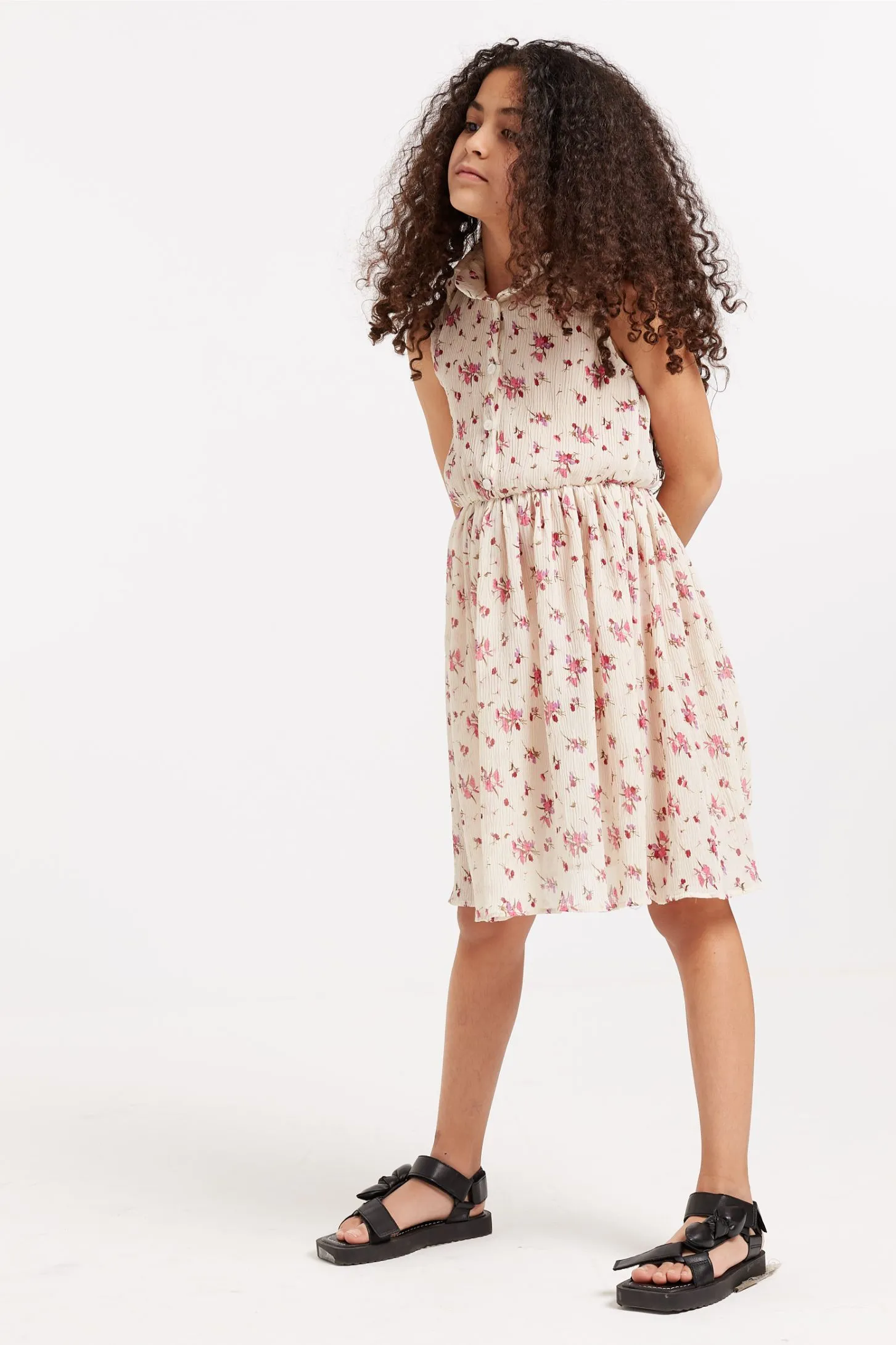 FLORAL CHIFFON DRESS - WHITE