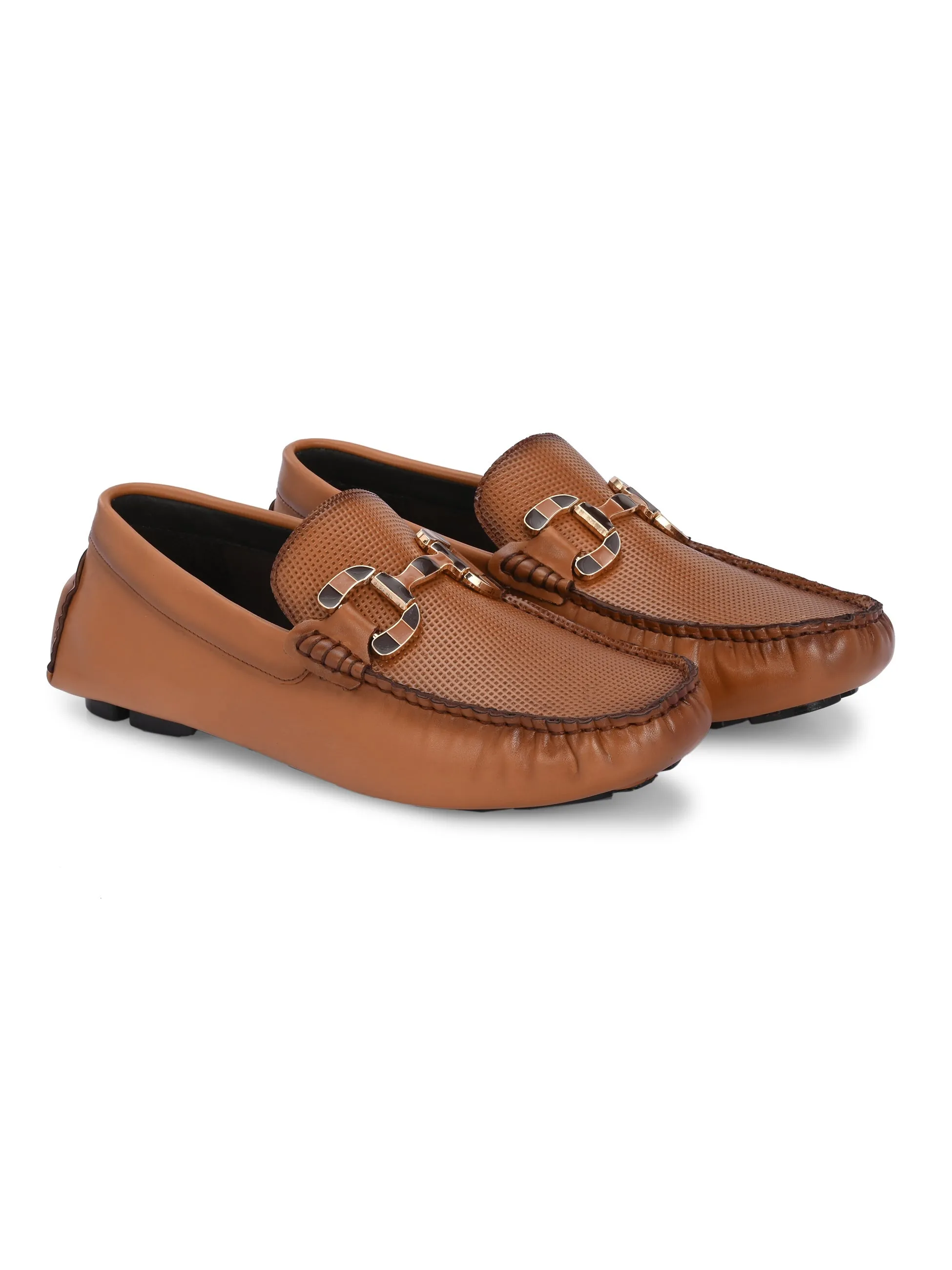 Hitz Men's Tan Leather Casual Loafers