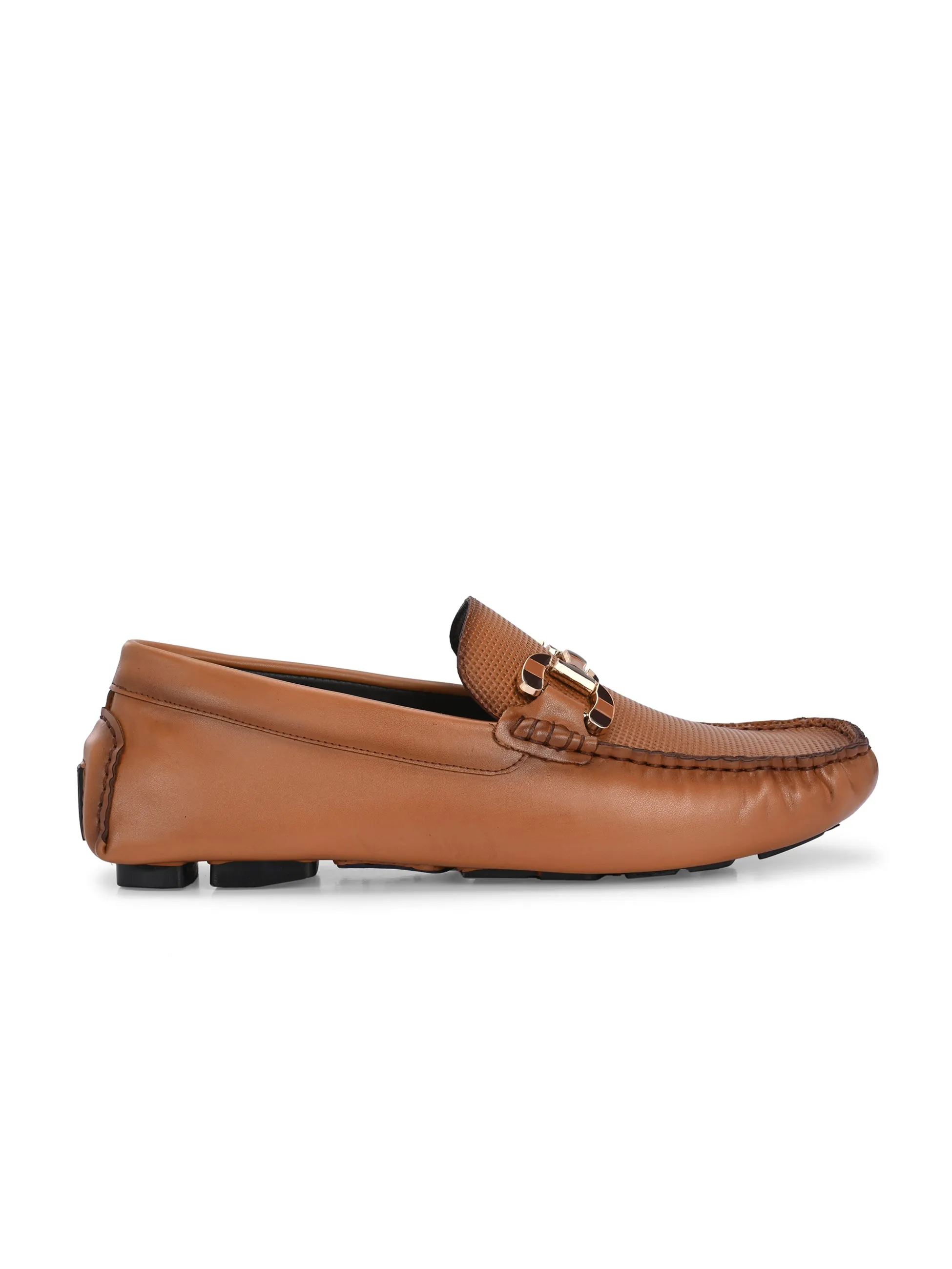 Hitz Men's Tan Leather Casual Loafers