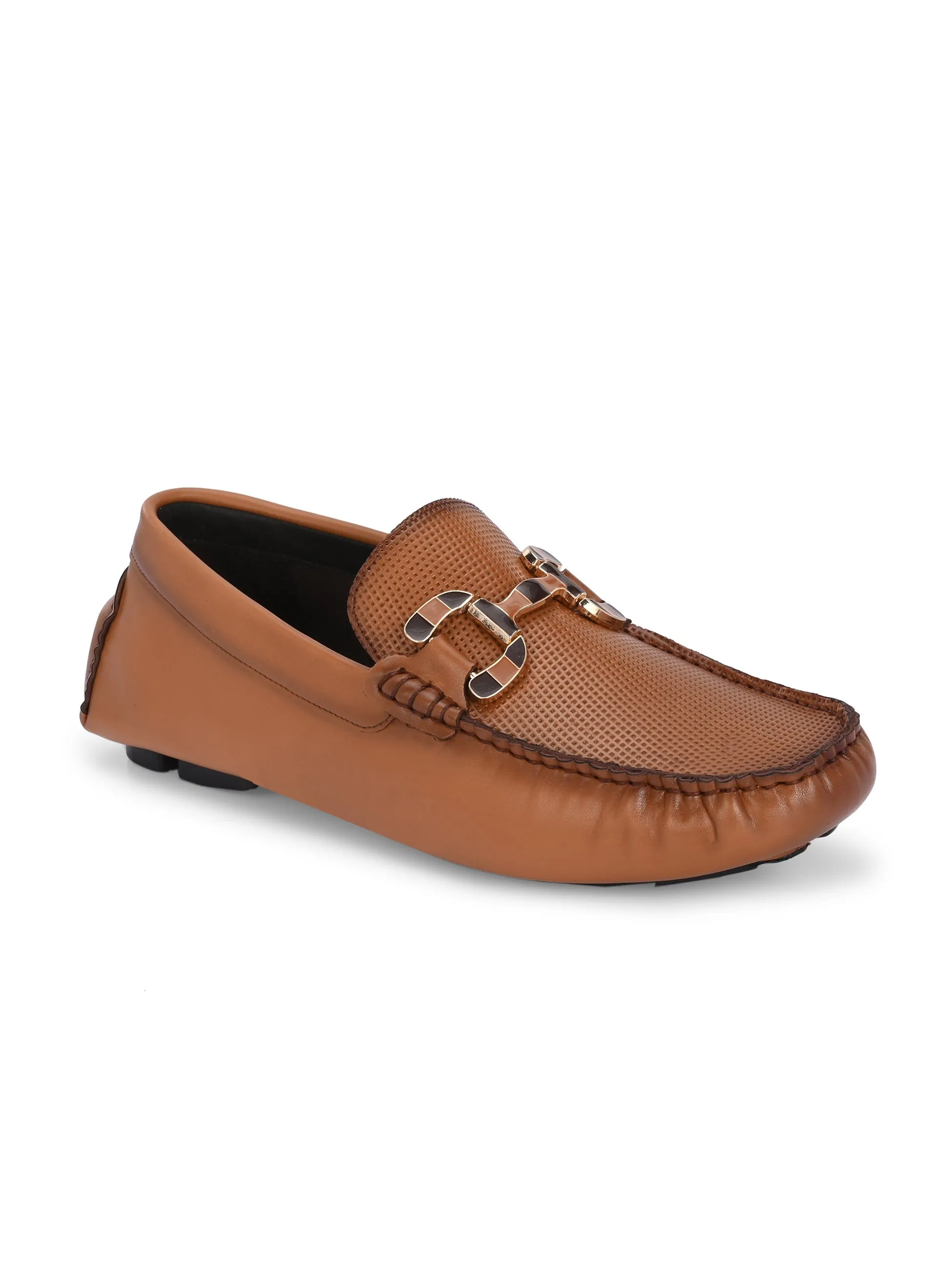 Hitz Men's Tan Leather Casual Loafers