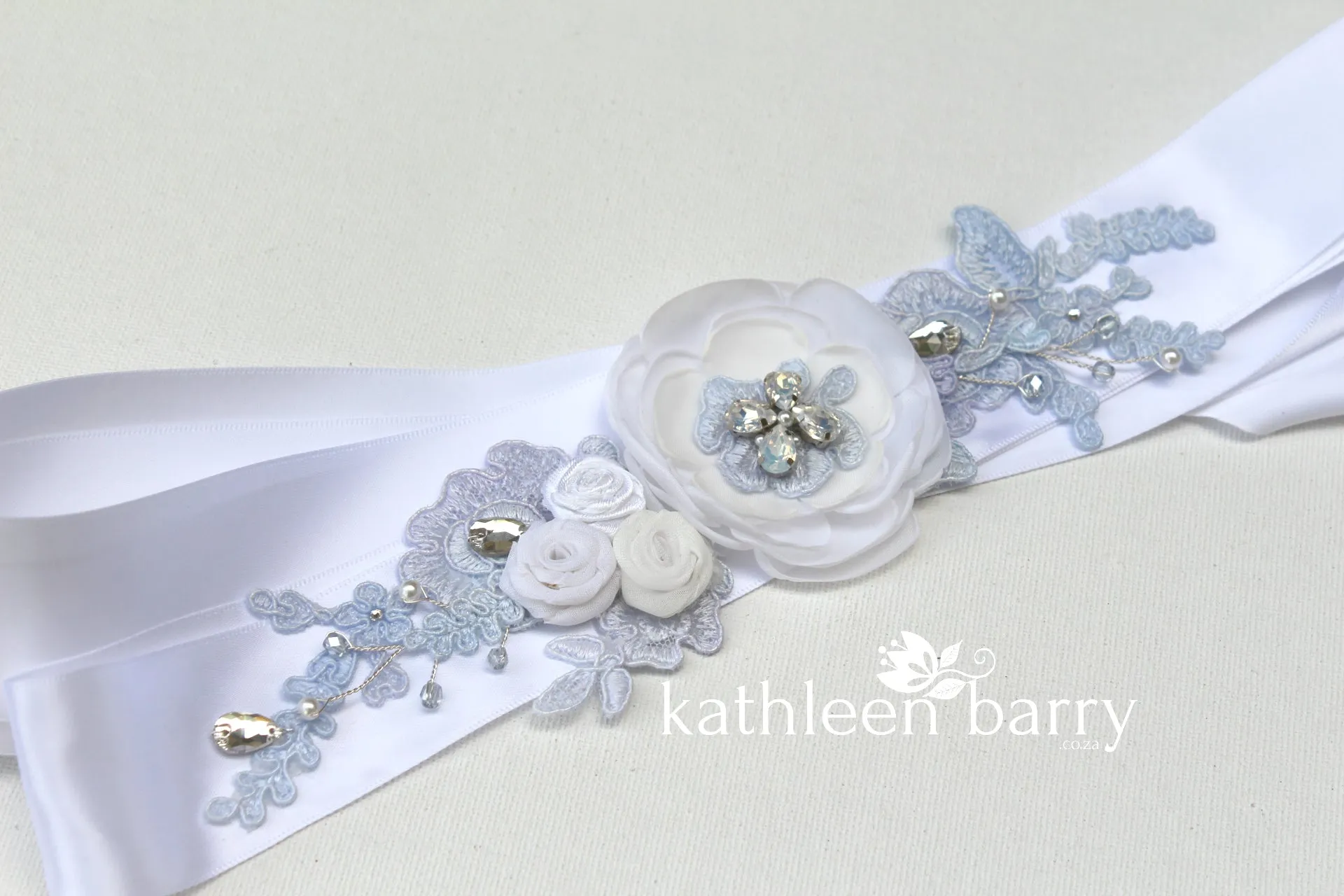 Jess Wedding Dress Sash/Bridal belt - pale blue lavender tones - custom colors available