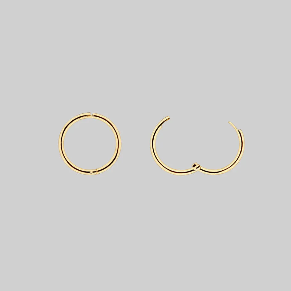 MILDRED. Disembodied Hand Hoop Earrings - Gold