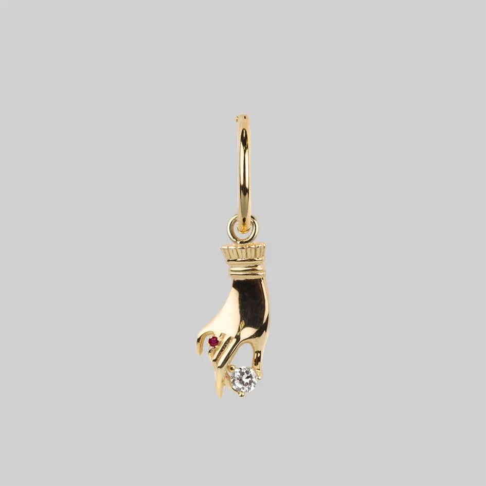 MILDRED. Disembodied Hand Hoop Earrings - Gold