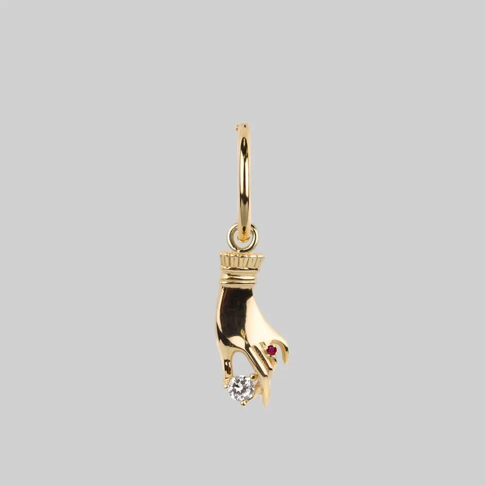 MILDRED. Disembodied Hand Hoop Earrings - Gold