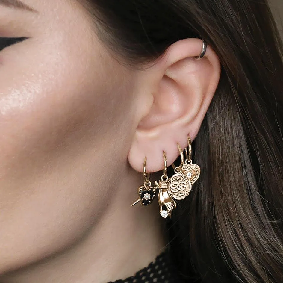 MILDRED. Disembodied Hand Hoop Earrings - Gold