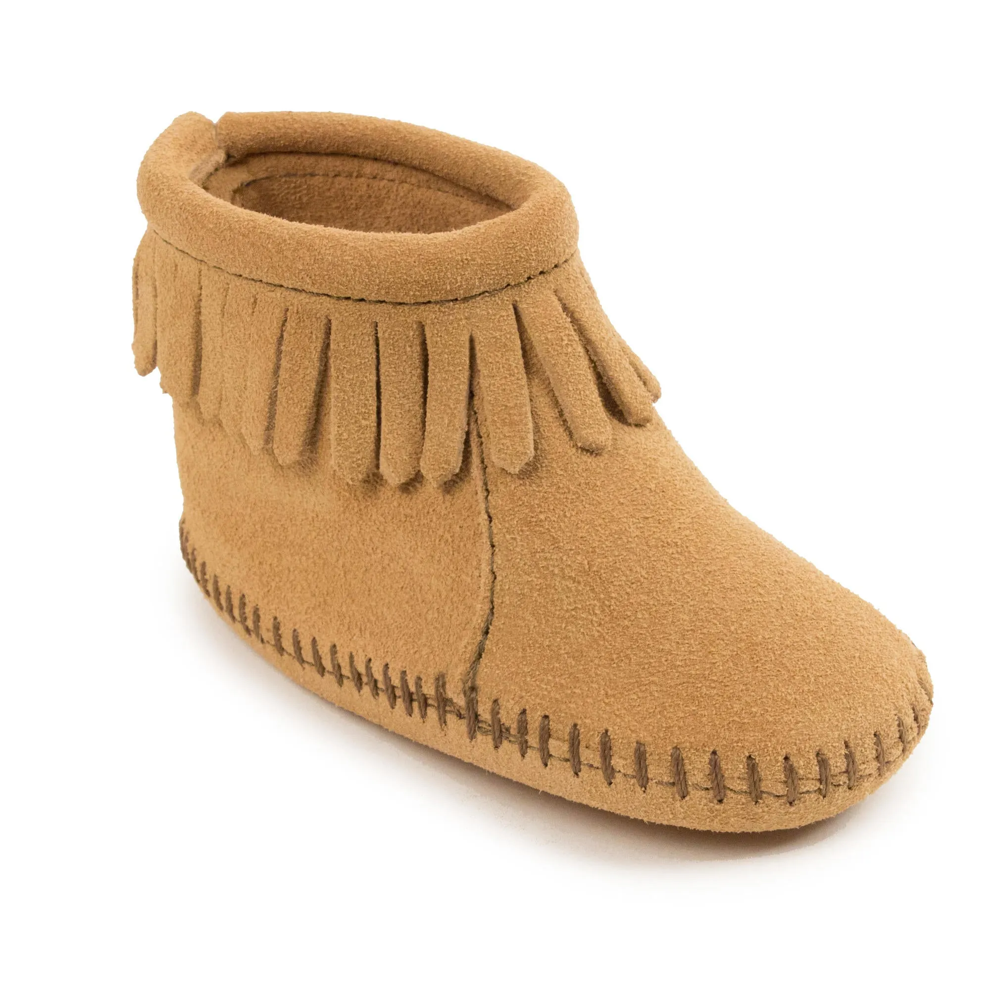 Minnetonka® Infant Genuine Leather Back Flap Bootie Moccasins