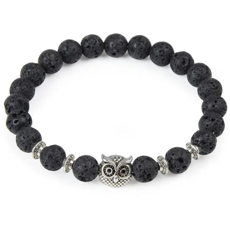 Natural Stone Owl Head Yoga Bracelet