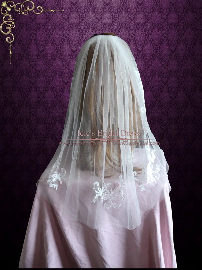 Short Elbow Length Lace Wedding Veil VG1061