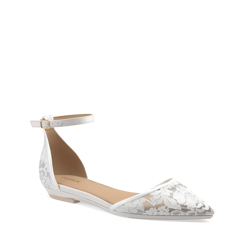 The D'Orsay - White Satin Lace   Block Heel Kit 3 White