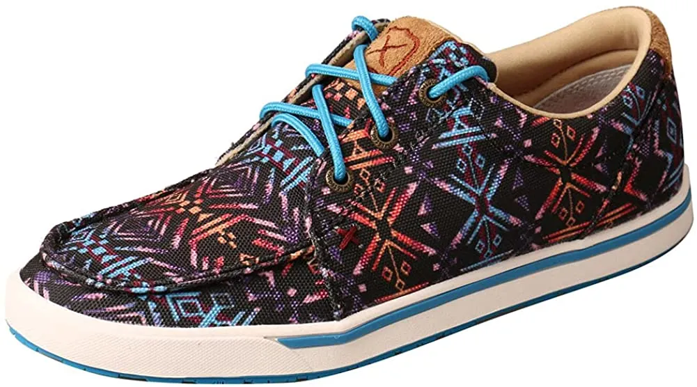 Twisted X Women's Kicks with ecoTweed Lining - Full-Grain Leather Fabric with Fashionable Textile Design - Slip-On Hooey Lopers Designed with ecoTweed Lining