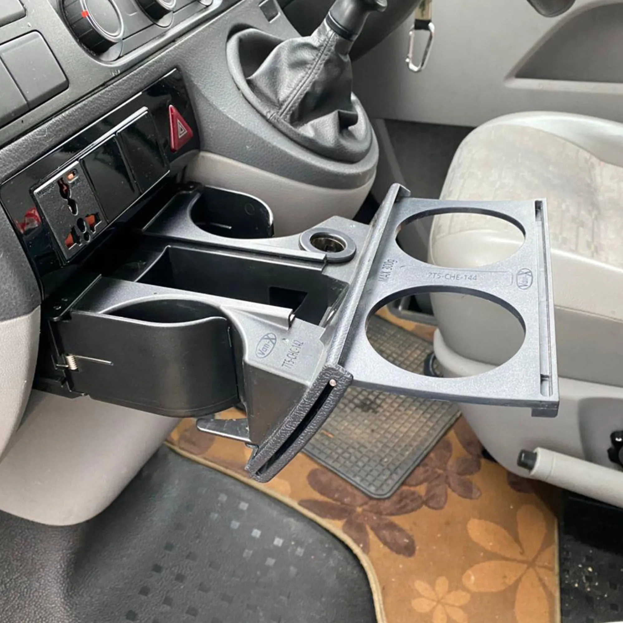 VW T5.1 Cupholder OEM Replacement With 2 Extra Cups on Extension